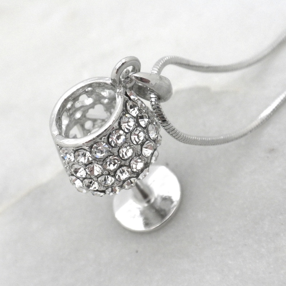 Unique Crystal Wine Glass Necklace